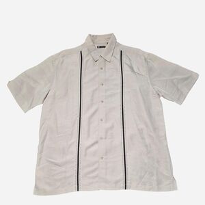 Centro Men's Cream Retro Striped Shirt Size XL